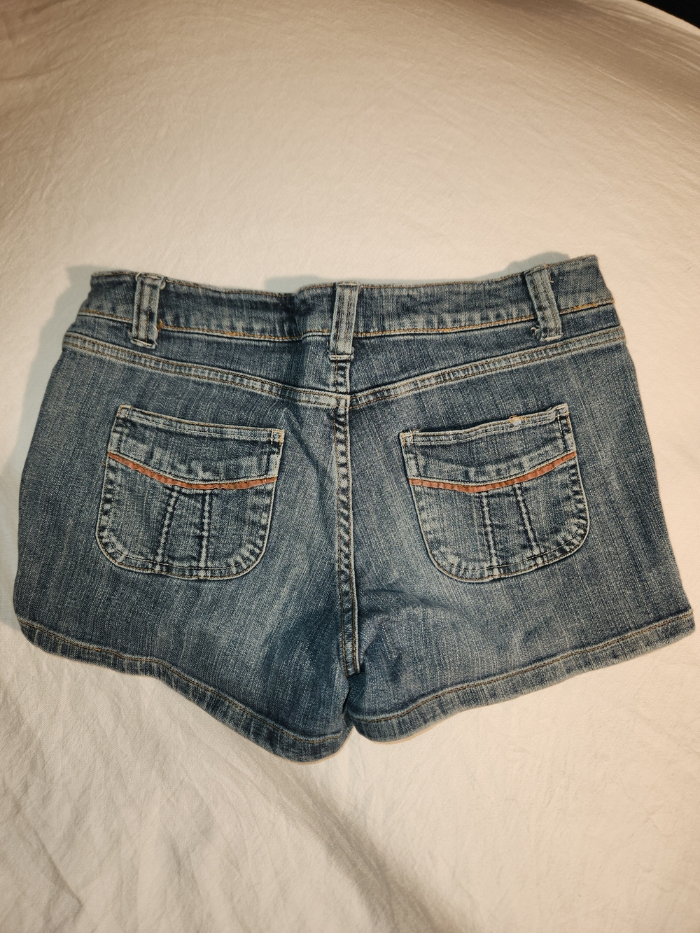 Vintage Women's Route 66 Denim Shorts - Medium Blue With Unique Detailing